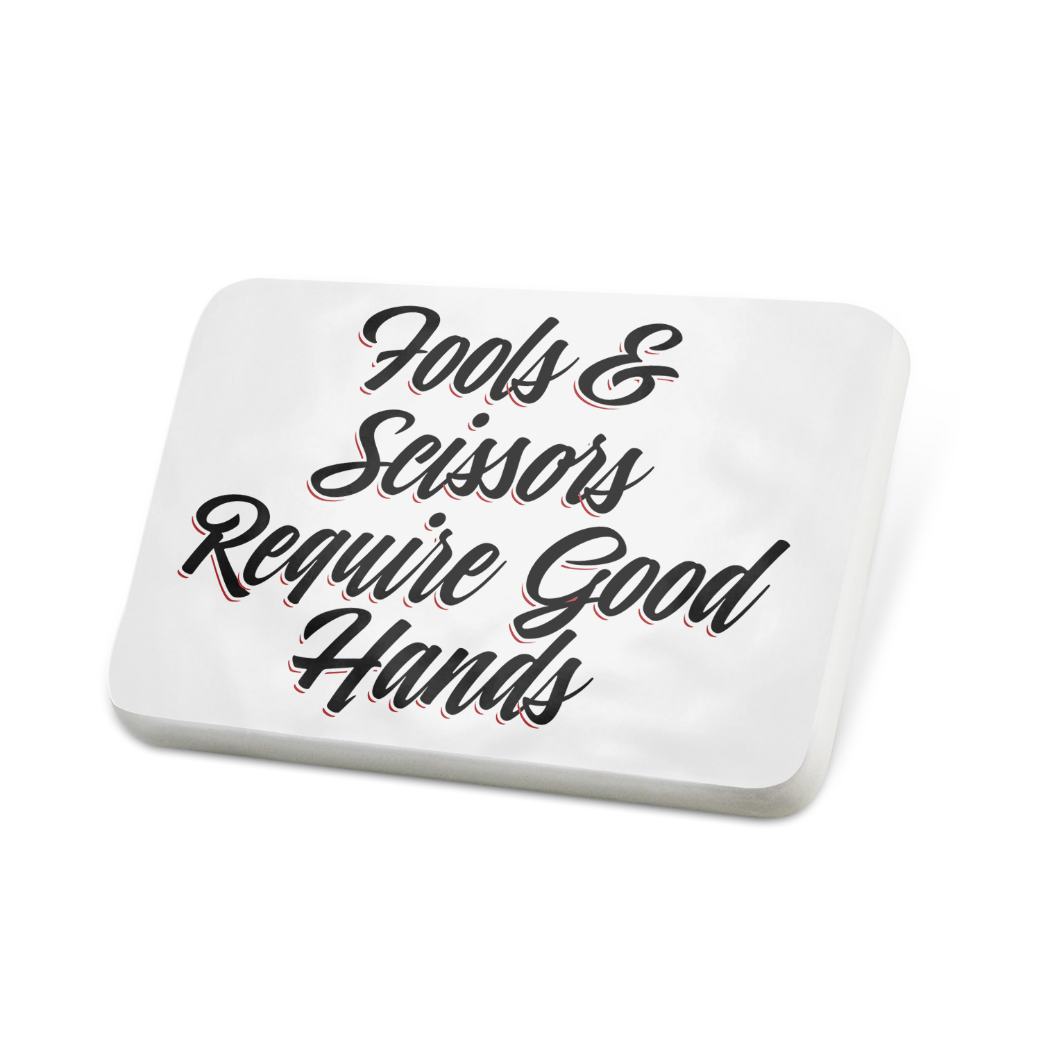 Porcelein Pin Vintage Lettering Fools & Scissors Require Good Hands Lapel  Badge – NEONBLOND 
